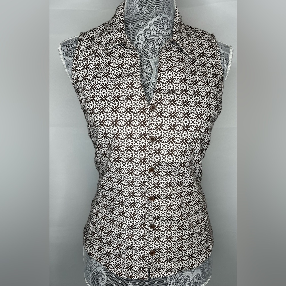 Jones New York Signature Womens Sleeveless Top Tie Back Summer Hippie Boho Sun